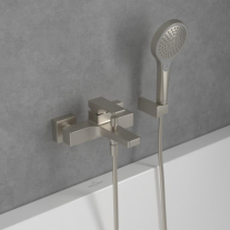 Baterie cadă-duș Villeroy&Boch, Architectura Square, montaj pe perete, brushed nickel
